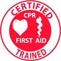 National Marker Co NMC Hard Hat Emblem, Certified CPR First Aid Trained, 2in Dia., White/Red HH65